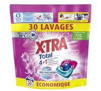 XTRA Total Deo Fraicheur Givre, Lessive en Capsules Tout en 1, 48H Anti Odeurs, Fraicheur Intense, Cycle Court, Eclat et Efficace des 20 degres, 30 Lavages