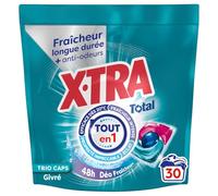 Xtra Total Lessive Deo Fraîcheur Fleuri Tout-en1 30 Lavages 48h Anti-Odeurs
