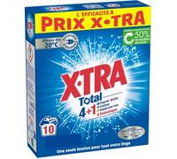 Xtra Total-Lessive Poudre-4 plus 1-Propreté-Eclat-Fraîcheur-Engagé pour vous-Economique-Une seule-Efficace des 20°C-10 mesures