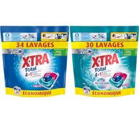 Xtra Total - Lot de 2 Pack de Capsules de lessive - Trio-Caps - 4 plus 1 - Original + Parfum Givré