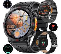 XtraDiTech Montre Connectée GPS Cardio Sport Boussole Altimètre Barométrique AMOLED 1,56 AI Appel 3Bracelets Acier Cuir Silicon