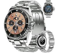 XtraDiTech Montre Connectée Homme Femme Classique Rigide Boîtier Huître Bracelet Acier Inoxydable 5ATM Couronne Numérique Noir