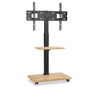 XTRARM Delphos Support TV Mobile avec Socle en Bois, Meuble TV à roulettes 32-70" jusqu'à 45 kg, Chariot Meuble TV Réglable en Hauteur Jusqu'à Env. 130 cm, Rotatif ±25°, Max. VESA 600x400