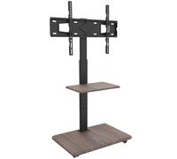 XTRARM Delphos Support TV Mobile avec Socle en Bois, Meuble TV à roulettes 32-70" jusqu'à 45 kg, Chariot Meuble TV Réglable en Hauteur Jusqu'à Env. 130 cm, Rotatif ±25°, Max. VESA 600x400