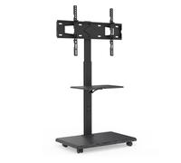 XTRARM Delphos Support TV Mobile TV de 32 à 70 Pouces jusqu'à 45 kg, réglable en Hauteur jusqu'à 130 cm, Rotatif ± 25° Max. VESA 600x400 (Noir/Bois Conception)