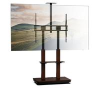 XTRARM Duolite Support TV Mobile réglable en Hauteur pour 45-110 Pouces et Max. 120 kg, Max. VESA 900x800, avec étagères et Bloc de Prises, Noyer, Manuel