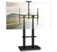 XTRARM Duolite Support TV Mobile réglable en Hauteur pour 45-110 Pouces et Max. 120 kg, Max. VESA 900x800, avec étagères et Bloc de Prises, Noir, Manuel
