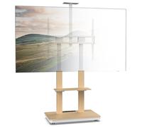 XTRARM Duolite Support TV Mobile réglable en Hauteur pour 45-110 Pouces et Max. 120 kg, Max. VESA 900x800, avec étagères et Bloc de Prises, Blanc, Manuel