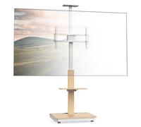 XTRARM Elite Support TV Mobile et réglable en Hauteur pour 40-86 Pouces et 60 kg Maximum, Support inclinable jusqu'à VESA 600x400 Maximum, avec étagères et Prise,Blanc, Manuel