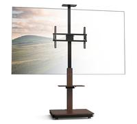 XTRARM Elite Support TV Mobile et réglable en Hauteur pour 40-86 Pouces et 60 kg Maximum, Support inclinable jusqu'à VESA 600x400 Maximum, avec étagères et Prise, Noyer, Manuel