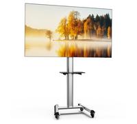XTRARM Proton 500 Support TV Mobile avec étagère, Prises de Courant, Ports USB, Hauteur 211 cm, Format Portrait - Paysage 32-75 Pouces, 40 kg Aluminium Noir