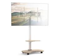 XTRARM Stellar Support TV Roulant avec Etagère en Bois - Meuble Tele, Chariot Meuble TV à Hauteur Ajustable avec roulettes pour TV 32-70" Jusqu'à 45 kg - Support de TV Universel Max VESA 600x400mm