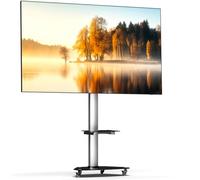 XTRARM Support TV Mobile Proton 300 avec étagére, Prises et Ports USB, VESA Hauteur 200 cm, Format Portrait Paysage, 32-75 Pouces 40 kg Aluminium