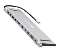 XtremeMac 11-in-1 Hub USB-C Dock - Dual Display w/ 1x HDMI 4K, 4x USB 3.0, Type-C Power, VGA, SD/TF Card Reader, Ethernet, 3.5mm Audio for MacBook Pro/Air.