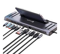 XtremeMac Adaptateur Hub USB-C 12 en 1 - Station d'accueil pour Apple MacBook Type C, Ethernet, 4X USB 3.0, 2X USB C PD, 2X 4K HDMI, Micro Audio, Lecteur Carte SD/TF