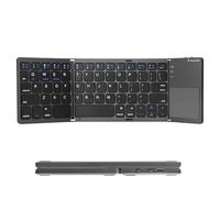 XtremeMac Clavier Bluetooth QWERTY Pliable avec Touchpad Rechargeable sans Fil pour MacBook iPad iPhone PC Android Windows Batterie 40H Portable Compact - Gris