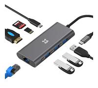 XTREMEMAC Hub USB-C – 8 Ports – USB-C PD, USB-A 3.0, HDMI 4K, SD/Micro, Ethernet RJ45 – Silver