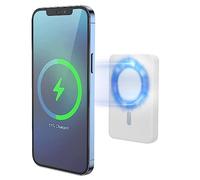 XtremeMac Magsafe Powerbank 5000mAh, Batterie Externe magnétique pour iPhone 15/14/13/12 Série, USB-C et Powerbank sans Fil à Charge Rapide, Mini Power Bank PD 15W, Puissante, Blanc