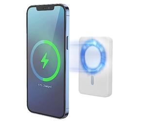 XtremeMac Magsafe Powerbank 5000mAh, Batterie Externe magnétique pour iPhone 15/14/13/12 Série, USB-C et Powerbank sans Fil à Charge Rapide, Mini Power Bank PD 15W, Puissante, Blanc