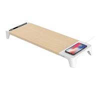 XtremeMac Support en Bois pour iMac et MacBook, Plateau de Support Ordinateur Portable - Espace de Travail Bureau Ergonomique, Station de Charge sans Fil Qi pour iPhone intégrée