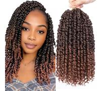 Xtrend 10 pouces 8 packs courts bob de la passion pré-torsadé cheveux au crochet avec des extrémités bouclées ombre brun bouclé passion twist pour femmes (T30#)