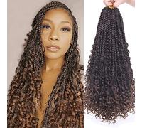 Xtrend 18 pouces 8 packs Boho Box Braids Crochet Hair with Curly Hair 15 brins/pack Pre Loop Long Ombre Messy Goddess Box Braids Extensions de cheveux pour femmes noires T30#