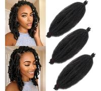 Xtrend 3 Packs 10 Inch Black Soft Springy Afro Twist Hair Pre-Separated Spring Twist Hair for Faux Locs Marley Twist Crochet Braiding Hair Extensions de cheveux synthétiques 8 mèches/Pack 1B#