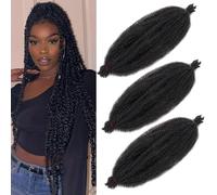 Xtrend 3 Packs Pre Separated Springy Afro Twist Hair 18 Inch Spring Twist Hair for Faux Locs Crochet Hair Pre Fluffed Marley Twist Crochet Braiding Hair Synthetic Extensions (5 Strands/Pack,1B#)