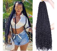 Xtrend 30 Inch 8 Packs Pre twisted Passion Twist Crochet Hair Natural Black Pre-looped Passion Twists Hair Extensions for Women 12Strands/Pack (1B#)