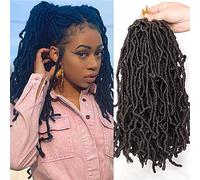 Xtrend 5 Packs 12 Pouces Nu Faux Locs Crochet Cheveux pour Butterfly Locs 21 Brins/Pack Curly Wavy Goddess Soft Locs Crochet Braids Extension De Cheveux Synthétique Faux Locs Tressage Cheveux 4#