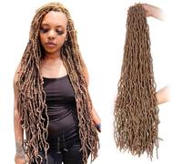 Xtrend 7 Packs 30 Pouces Nu Faux Locs Crochet Cheveux Longs Blonds Pré-bou ypsy Locs Crochet Cheveux Synthétique Déesse Faux Locs Tresses Extensions de Cheveux 12 brins/pack 27#