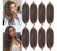 Xtrend 8 Packs Springy Afro Twist Crochet Hair 16 Inch Pre-Separated Spring Twist Hair Synthetic Marley Crochet Braiding For Distressed Soft Locs Hair Extension For Women (8 Strands/Pack,T27#)