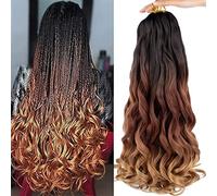 Xtrend Lot de 8 extensions de cheveux bouclés espagnols de 30 pouces, cheveux ombrés brun foncé à blond clair, ondulés et lâches, pré-étirés, synthétiques, pour tresses en boîte 1B/30/27#