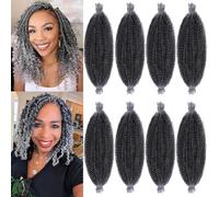 Xtrend Marley Lot de 8 paquets d'extensions de cheveux afro torsadés pré-séparés pour fausses dreadlocks - Extensions synthétiques pré-gonflées au crochet (8 paquets, 8 mèches/paquet, gris)