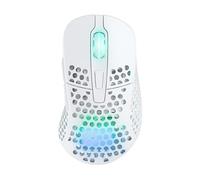 Xtrfy M4 Wireless, souris de gaming ultralégère sans fil, optimisé pour l’esport radio 2,4 GHz, rétro-éclairage RGB, souris ergonomique, adaptable pour droitiers rechargeable, Blanc