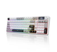 XTRIKE ME DREAM MY LIFE Clavier de jeu sans fil avec écran intelligent et bouton de commande, trimode BT/2.4G/USB-C RVB rétroéclairé clavier crémeux avec pavé numérique, touches anti-ghosting