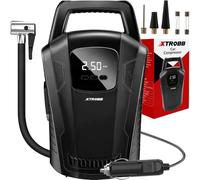 Xtrobb Compresseur mobile - Pompe à air pour voiture - 3 buses d'air - Manomètre - Buse de pompe à serrage - Lampe 21866
