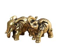 Xtroml Ensemble de 2 Statue d'éléphant en Bronze, élégante Sculpture Richesse Chanceuse Figurine, Statue Ornement D'éléphant Chanceux Collection pour la Décoration de Bureau à Domicile,Bronze