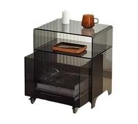 Xtroml Table d'appoint multifonctionnelle 2 en 1 en Acrylique avec bac de Rangement Amovible à roulettes - Table d'appoint modulaire pour Salon et Bureau,Grey