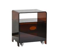 Xtroml Table d'appoint multifonctionnelle 2 en 1 en Acrylique avec bac de Rangement Amovible à roulettes - Table d'appoint modulaire pour Salon et Bureau,Brown