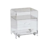 Xtroml Table d'appoint multifonctionnelle 2 en 1 en Acrylique avec bac de Rangement Amovible à roulettes - Table d'appoint modulaire pour Salon et Bureau,Transparent