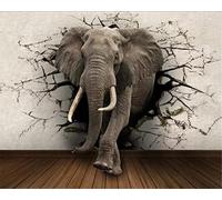 XTSWallpaper Personnalisation 3D Papier Peint 360X250Cm Gris Animal Éléphant Papier Peint Photo Effet 3D Sticker Mural Papier Peint Pvc Autocollant 3D Décoration Cadeau Chambre Enfant
