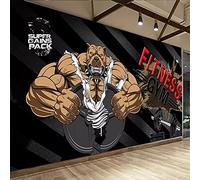 XTSWallpaper Salle De Sport Muscle Haltères 300X200Cm Art Murals Papier Peint Vinyle, Papier Peint Autocollant Mural Effet Vinyle Imperméable Xxl Tableaux Muraux Tapisserie Photo Décoration Murale