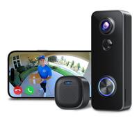 XTU 2K HD Sonnette sans Fil avec Camera, Vue Complète 180°, Détection Humaine PIR, Audio Bidirectionnel, Sécurité à Domicile, Uniquement 2,4G WiFi, IP66 Étanche, Stockage Carte SD