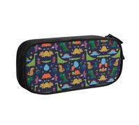 XTUAG Dinosaure Feuille de Palmier Grande Capacité Double Couche Étudiant Pen Case Back To School Supplies Forteen