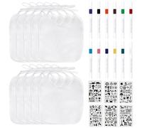 XTUDOU®10 Pieces Bavoirs pour Peinture, Bavoirs en Coton ImperméAble Blanc, Contient 6 ModèLes de Dessin Et 12 Marqueurs pour La Peinture, pour Babyshower Party Diy