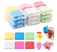 XTUDOU® 18 PièCes Gomme Mie de Pain, 3,5 X 4 X 1 Cm, Gomme Malaxé, Gomme Mie de Pain Couleur Avec BoîTe Transparente, Gomme PéTrie pour Artistes, Enfants, Peinture, éCriture, Croquis