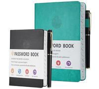 XTUDOU® 2 Pièces Carnet Mot de Passe, Carnet de Mot de Passe Avec Onglets de A à Z, Password Book SéCurisé pour Connexions Internet, Gestionnaire D'Adresses Et Noms D'Utilisateur (Noir, Vert)