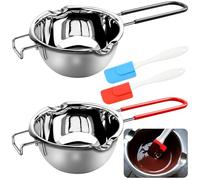 XTUDOU® 2 PièCes Creuset pour Bain-Marie, Bol de Fusion Acier Inoxydable 304 avec 2 Spatules Et PoignéE RéSistante à La Chaleur pour Chocolat, Sucre, Beurre, Fromage et Bougies (400 ML)