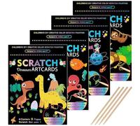 XTUDOU® 36 Feuilles ensembles Dessin Gratter pour Enfants, Dessin A Gratter18,5 * 13,5 Cm, Papier A Gratter Dessin, pour Dessinant et Bricolant Avec Des Crayons en Bois, Des Pochoirs